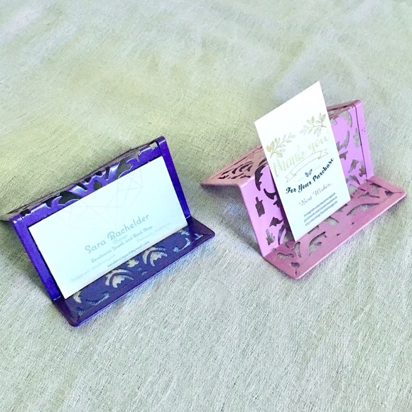 Pink or purple filigree business card holder NWT - LAST ONE - Picture 2 of 8